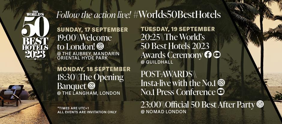 Watch The World’s 50 Best Hotels 2023 LIVE here on 19th September